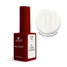ATICA Cover Base Gel 01 Sheer Blossom 15 мл — перлинна нюдова база з м’яким сяйвомl