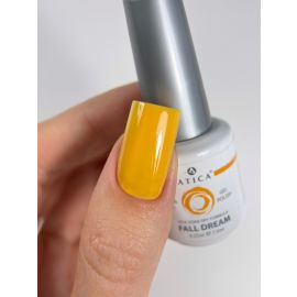 Гель-лак ATICA Fall Dream GPM125 7,5 мл — шафраново-жёлтый оттенок на ногте
