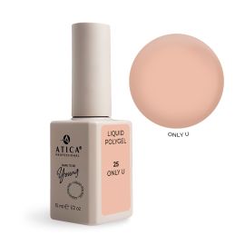 Персиково-бежевий рідкий полігель Liquid Polygel 25 Only U Atica для вирівнювання та укріплення натуральних нігтів